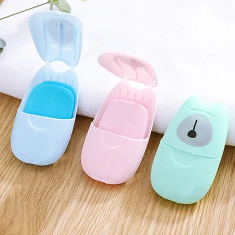 50pcs Mini Travel Soap Paper Sheets Disposable Hand Washing Bath Scented Slice with Box for Outdoor Camping Hiking | Красота и