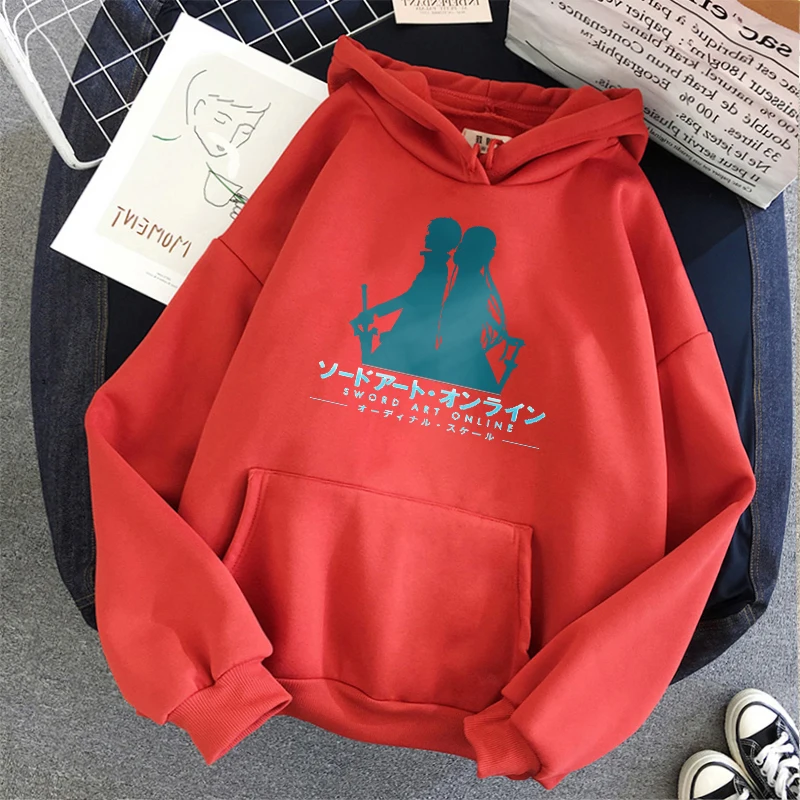 

SAO Kirito and Asuna print Hoodies Sword Art Online Hoodie Womens Sweatshirts Long sleeve Hip hop Spring Casual Tops Streetwear