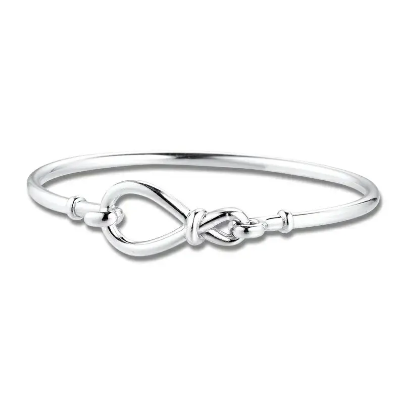 

100% 925 Sterling Silver Pan Bracelet Eternity Symbol Flower Knot Chain New Diy Luxury Woman Romantic Temperament