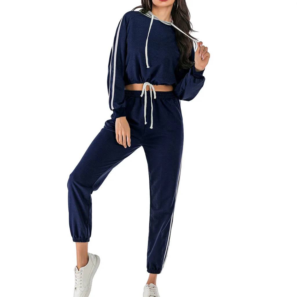 Женский однотонный спортивный костюм женский комплект из топа и брюк 2 предметов