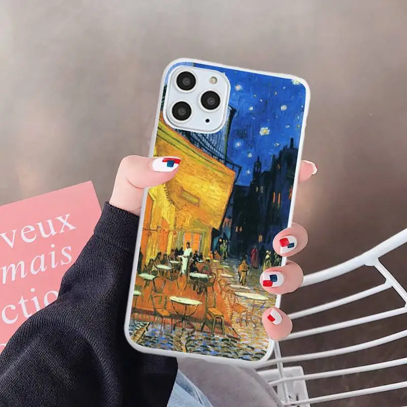 

Van Gogh Skull Tardis Phone Case White Candy Color for iPhone 6 7 8 11 12 s mini pro X XS XR MAX Plus