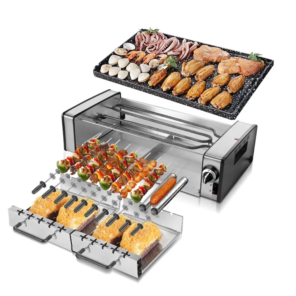 household electric grill barbecue machine korean barbecue skewers automatic rotating grill 10 skewers free global shipping