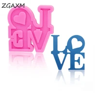 lm1032 shiny letter love epoxy resin silicone molds keychain pendant making mould cake baking tool handmade chocolate mold