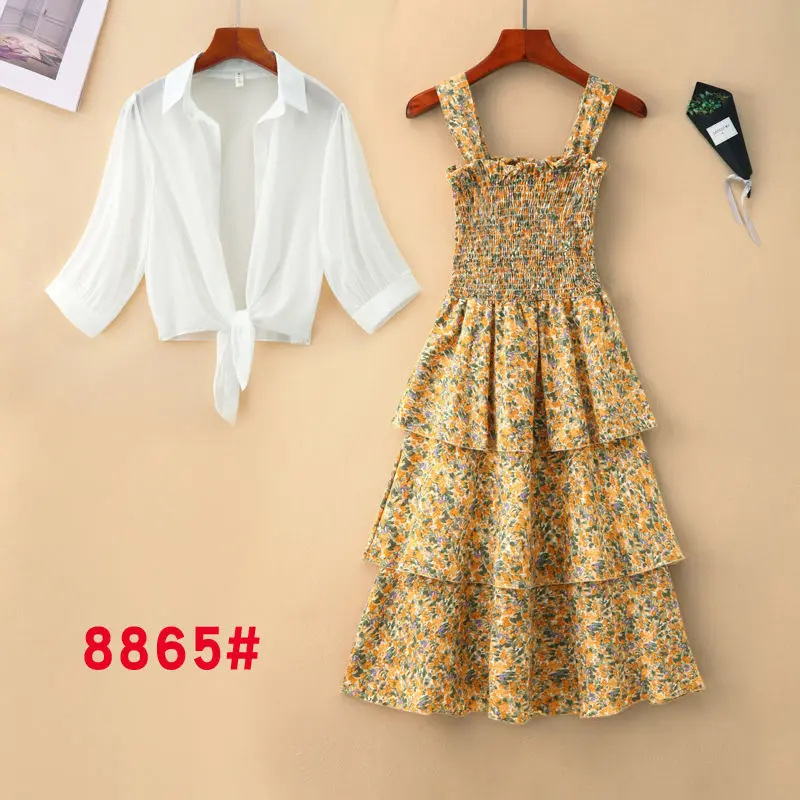 Женский винтажный костюм двойка летняя рубашка с коротким рукавом + длинное