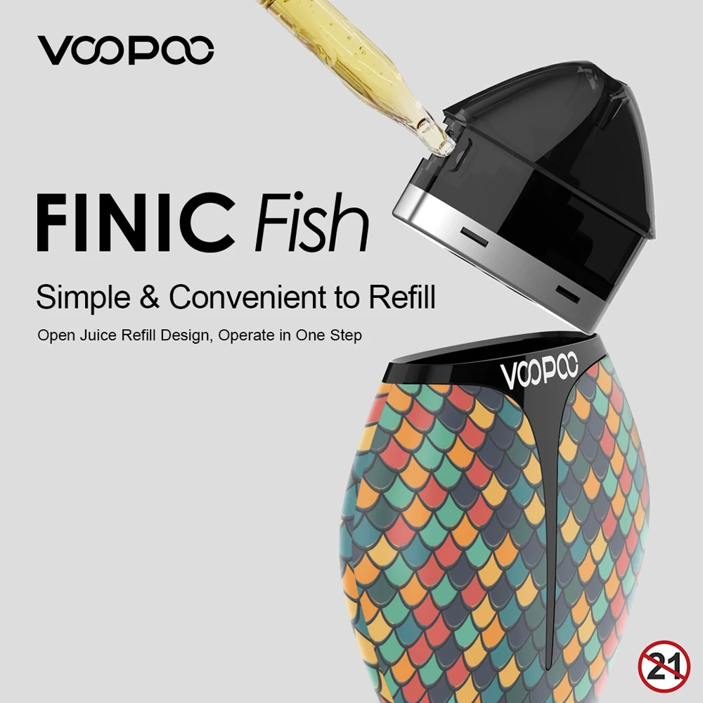 VOOPOO Finic Fish Pod System Vape Kit картридж для вейпа 1 7 мл аккумулятор 350 мАч электронная