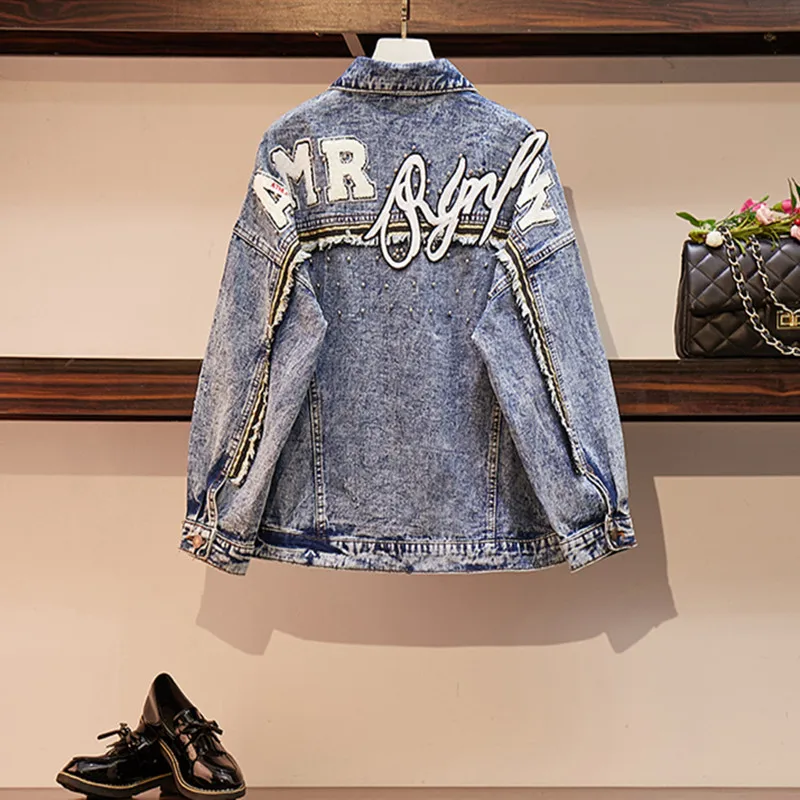 Женская джинсовая куртка в стиле бойфренд батальных размеров 4XL | одежда