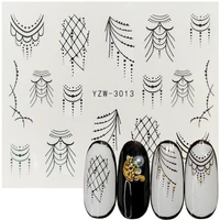 1pcs nail water transfer sticker linear flower pattern nail art decorations slider for nail manicure watermark foils