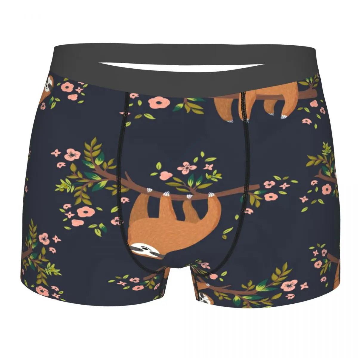 Underwear Men Boxers Funny Sloth With Flowers And Branch Sexy Boxer Underwear Male Panties Underpants Boxershorts Homme