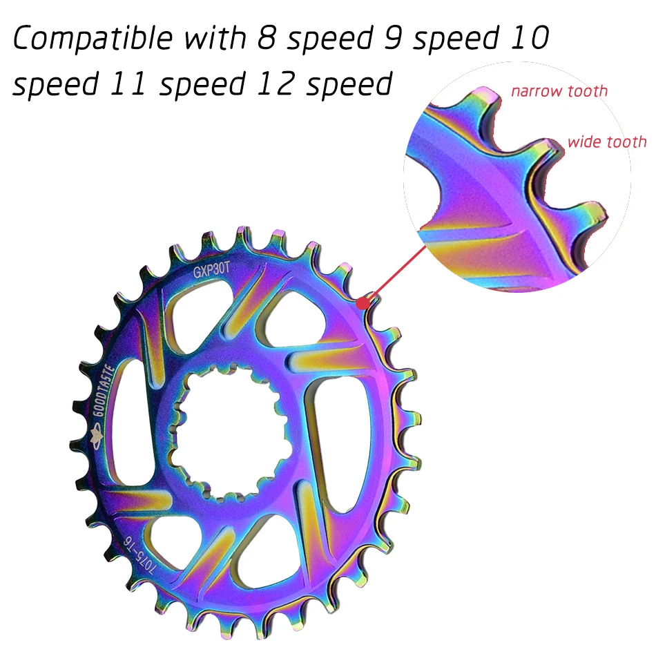 Freies deliv Fahrrad Kettenblatt regenbogen 32 34 36 38t Engen Breite Fahrrad Kettenblatt Pelz GXP XX1 XO CNC AL7075