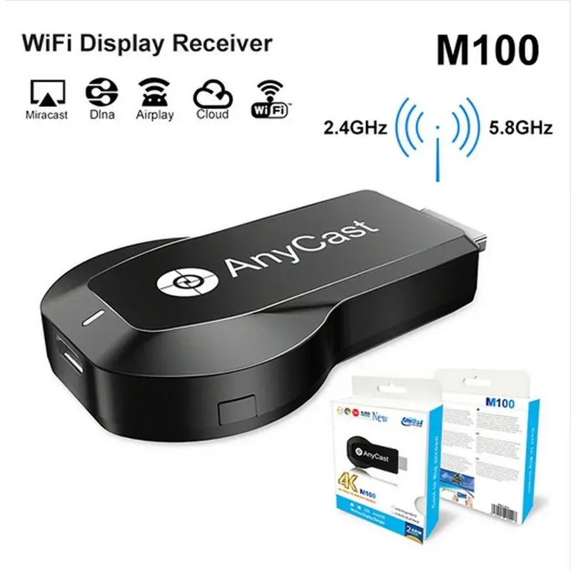 ТВ приставка Anycast M100 2 4G 4K HDMI Совместимость Miracast DLNA Airplay WiFi Дисплей приемник ключ