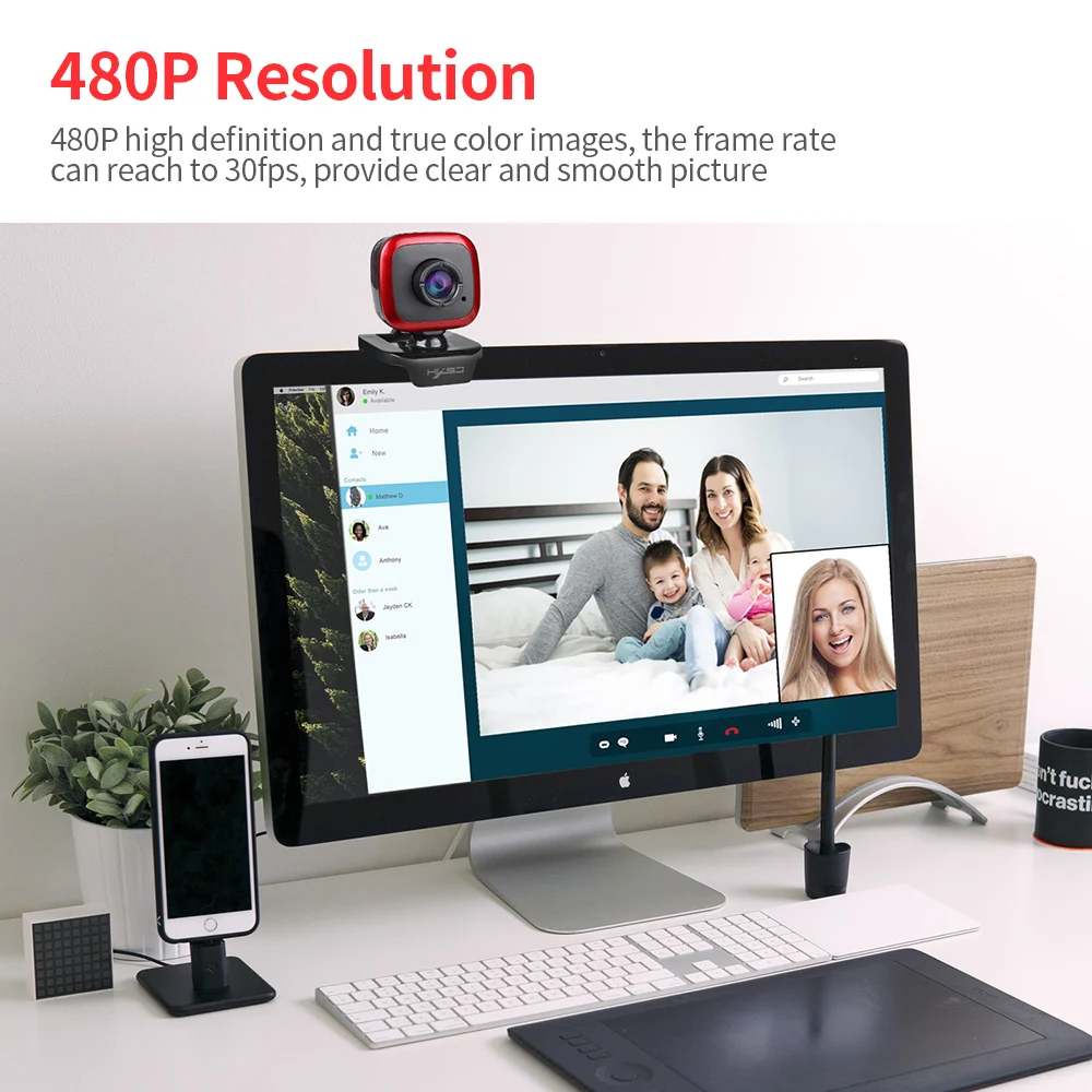 Компьютерная камера HXSJ A849 480P USB веб-камера ручная фокусировка с звукопоглощающим