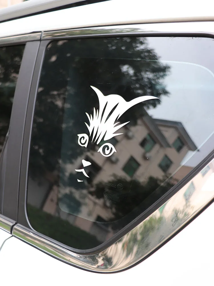 

ZTTZDY 15.1*15.9CM Cat face Car Sticker Window Vinyl Decal Black/Silver ZJ4-0211