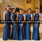 Новый дизайн, темно-синие длинные платья для подружек невесты, серебряные блестки, длина в пол, высококачественные атласные официальные платья для подружек невесты Honor