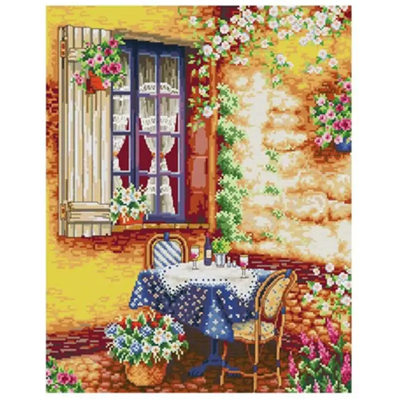 

Wine outside the window patterns Counted Cross Stitch 11CT 14CT 18CT DIY Cross Stitch Kits Embroidery Needlework Sets home decor