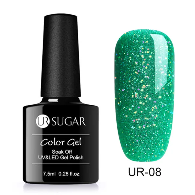 rainbow8 Ur Sugar 7,5 мл голографический лак для ногтей Блеск УФ-гель для ногтей Platinum лак мерцающий Маникюр замачивающийся лак для ногтей - Цвет: rainbow8