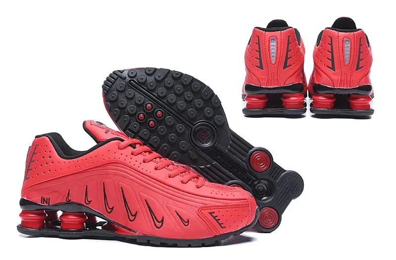

NIKE SHOX R4 running shoes men fashion red black hook breathable outdoor sport shoes comfortable sneakers
