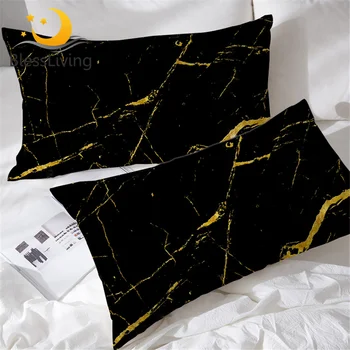 BlessLiving Modern Marble Pillow Case Cover Home Abstract Texture Pillow Shams Set of 2 Pillowcases for Beds Grunge Black White 1