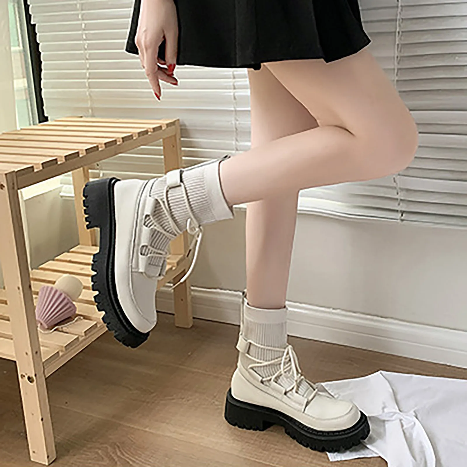 

Женские ботинки до середины икры, ботинки на шнуровке в стиле ретро, обувь на толстом каблуке, сезон осень-зима, 2021