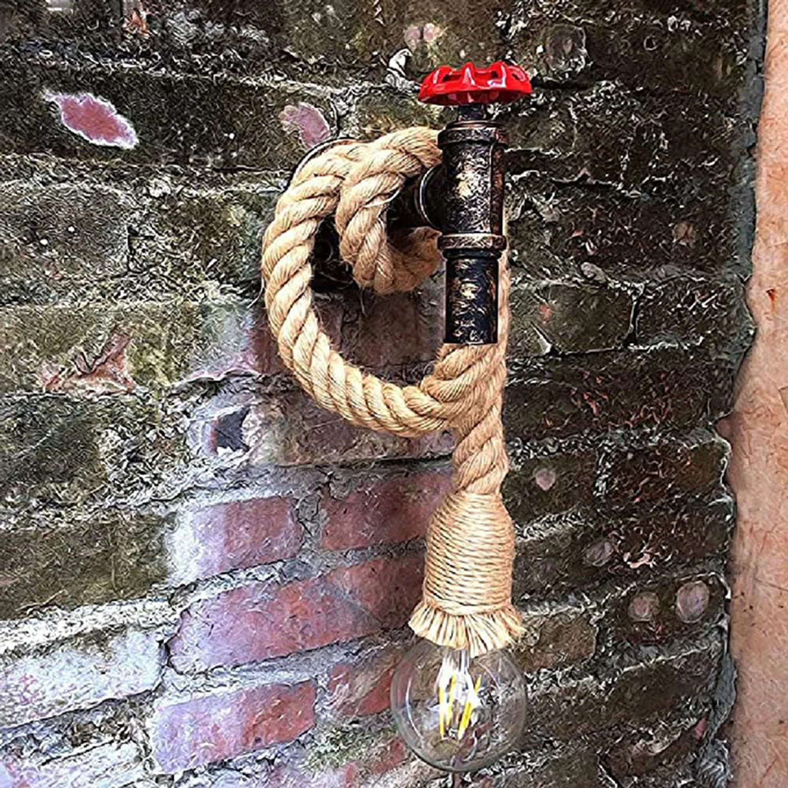

Creative Retro Wall Lamp Adjustable Retro Industrial Iron Pipe Large Rope Wall Lamp Balcony Stair Corridor Light/*