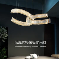 postmodern luxury crystal led chandelier stainless steel round fixture nordic living room kitchen island dining hanging lamp
