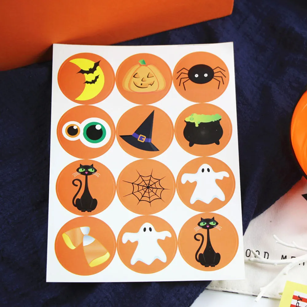 Визуальные сенсорные наклейки для Хэллоуина 12 шт./лист печенья торта конфет