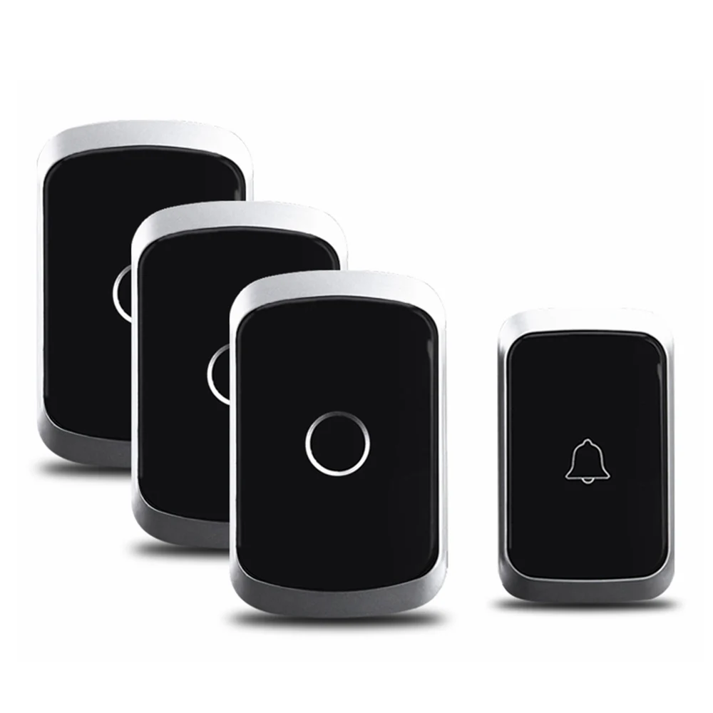 1 button 3 receiver CACAZI, умный беспроводной дверной звонок, водонепроницаемый аккумулятор, 1, 2 кнопки, 1, 2 приемника, США, ЕС, Великобритания, AU, вилка, Домашний Беспроводной звонок, звонок, колокольчик - Цвет: 1 button 3 receiver