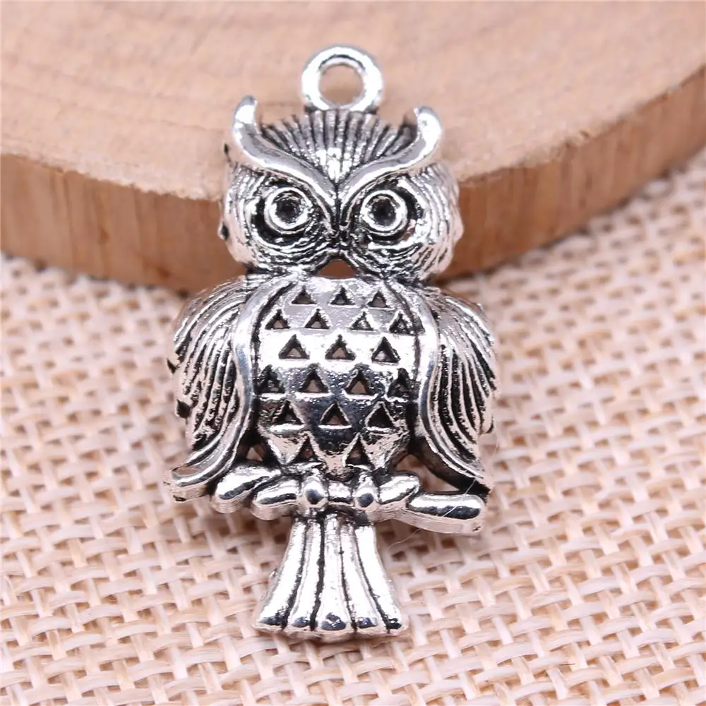 

Owl Charms For Jewelry Making Findings Handmade DIY Craft 10pcs Antique Silver Color 17x31mm