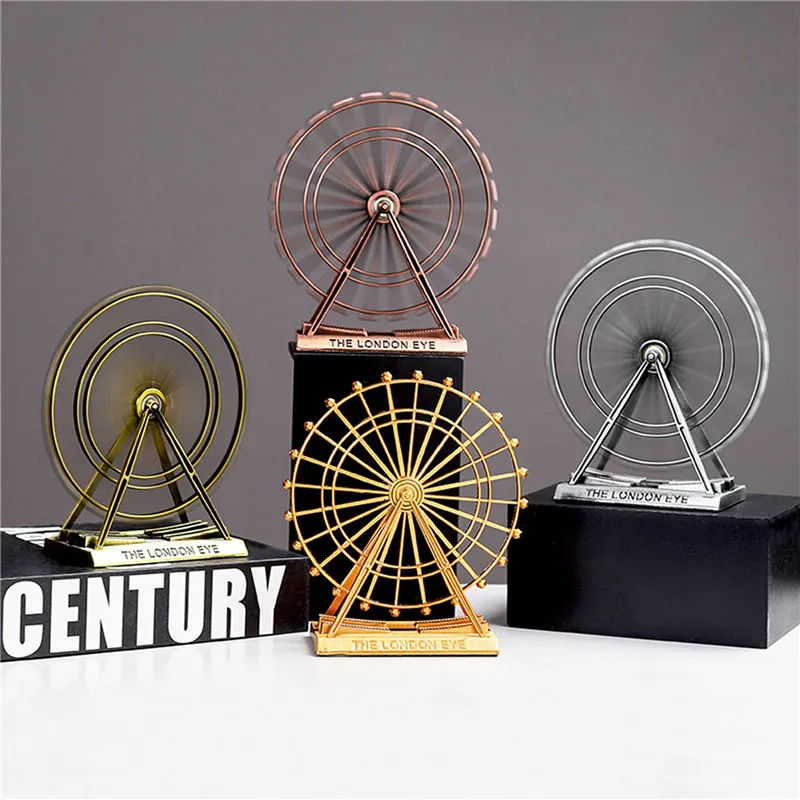 

Retro Alloy Rotating Ferris Wheel Figurines Nordic Creative London Eye Craft Living Room Decoration Ornaments