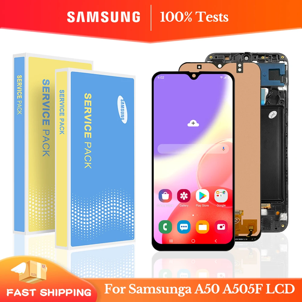 

AAA Display For Samsung Galaxy A50 A505F SM-A505FN/DS A505F/DS A505 LCD Touch Screen Digitizer With Frame For Samsung A50 lcd