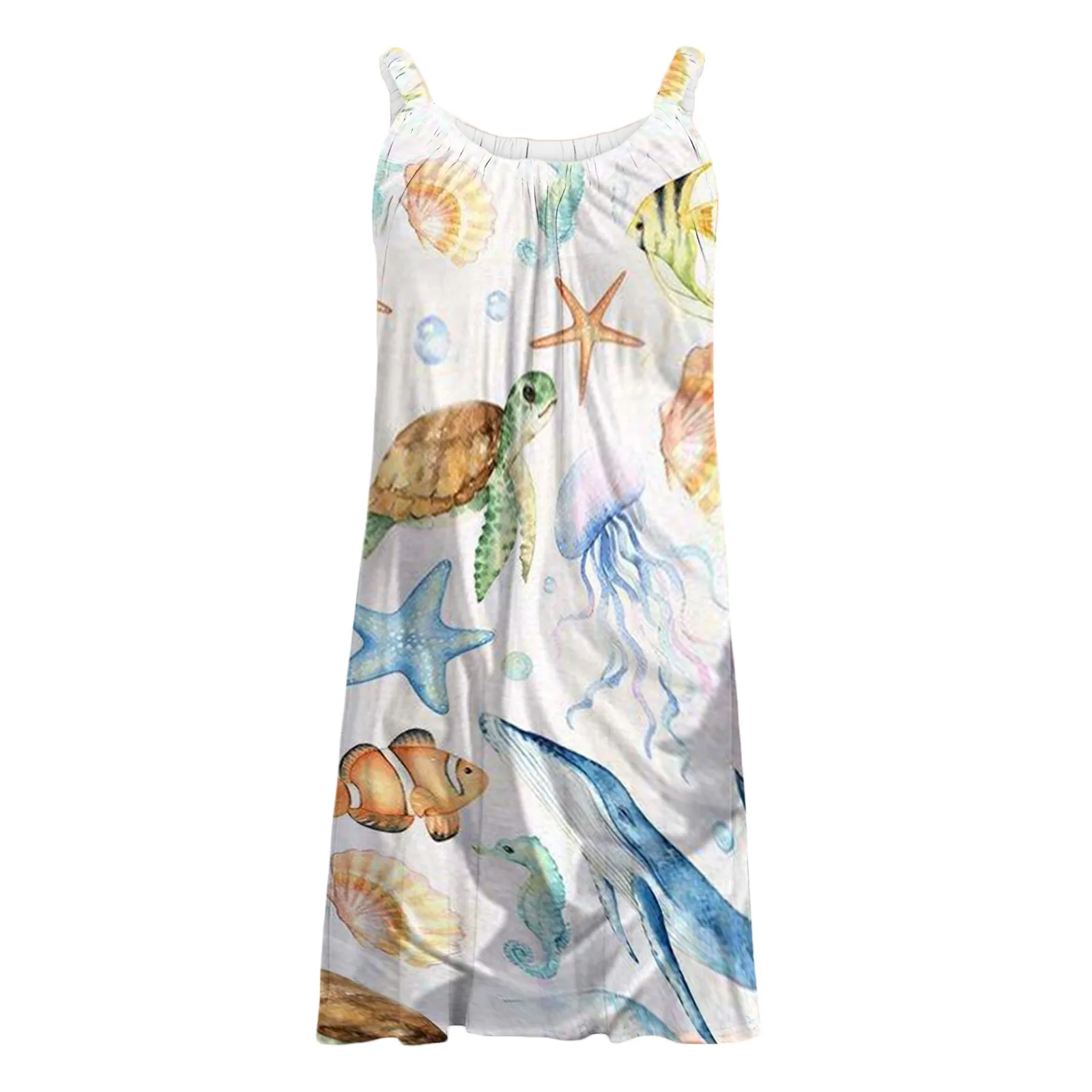

Women's Dress Fashion Sexy Sleeveless Ethnic Print Hem Print Loose Beach Dress Ladies Summer Mini Party Beach Dress New 2021