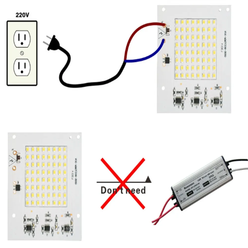 1 шт. Светодиодная лампа 10 Вт 20 30 50 100 Smart IC прожектор COB Чип SMD 2835 5730 наружный