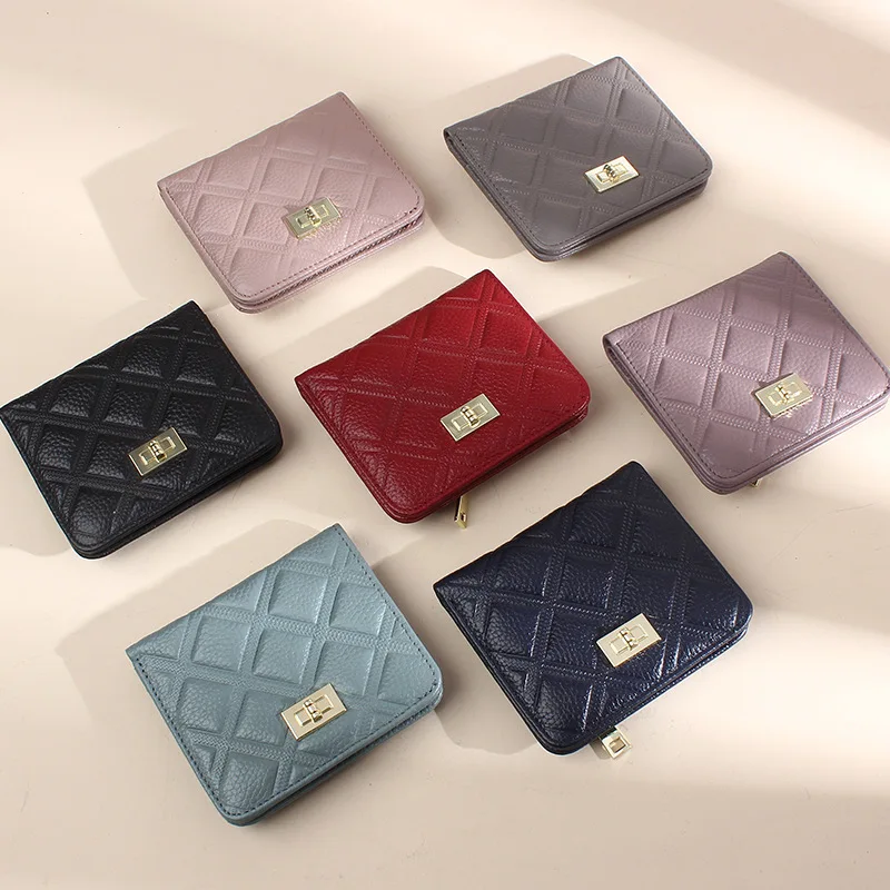 

Fashion Wallets for Women Luxury Designer Genuine Leather Branded Coin Purses Female Small Card Holder Money Bag Girls 2021