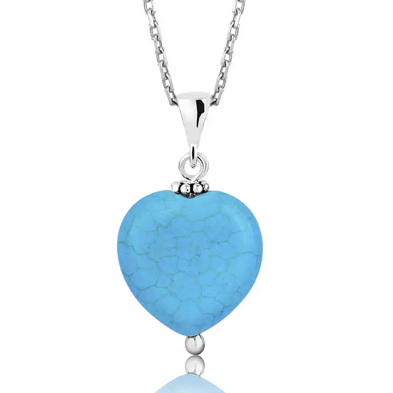 

Silverlina Silver Turquoise Stone Heart Woman Necklace