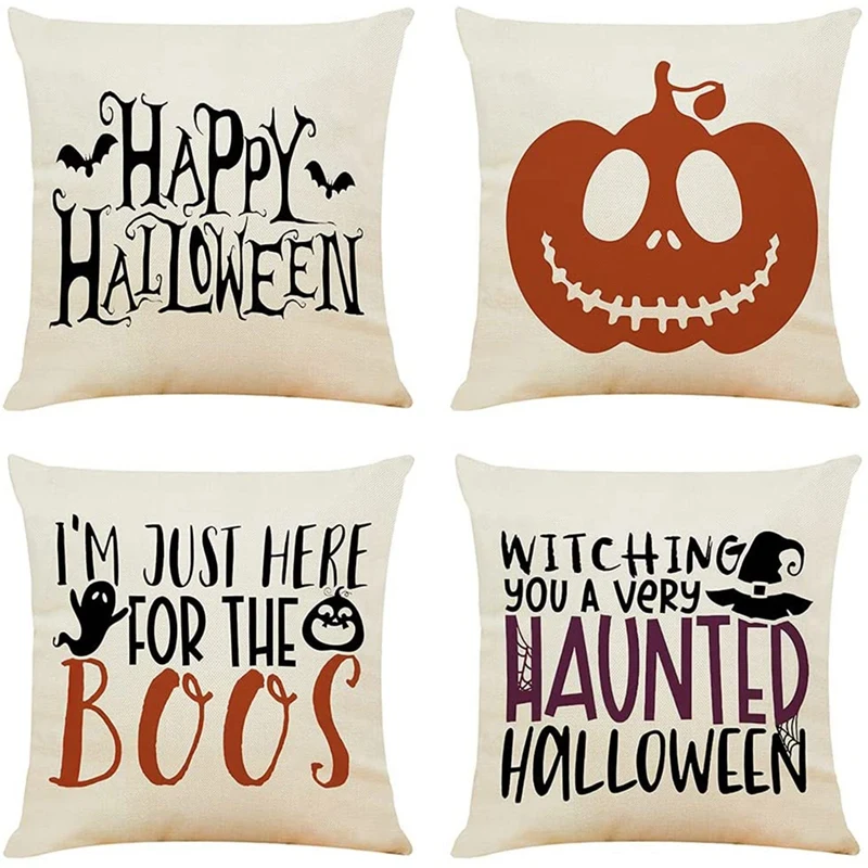 

Halloween Decorative Throw Pillow Covers 18X18 Set of 4 for Couch,Farmhouse Cushion Cover Indoor or Outdoor