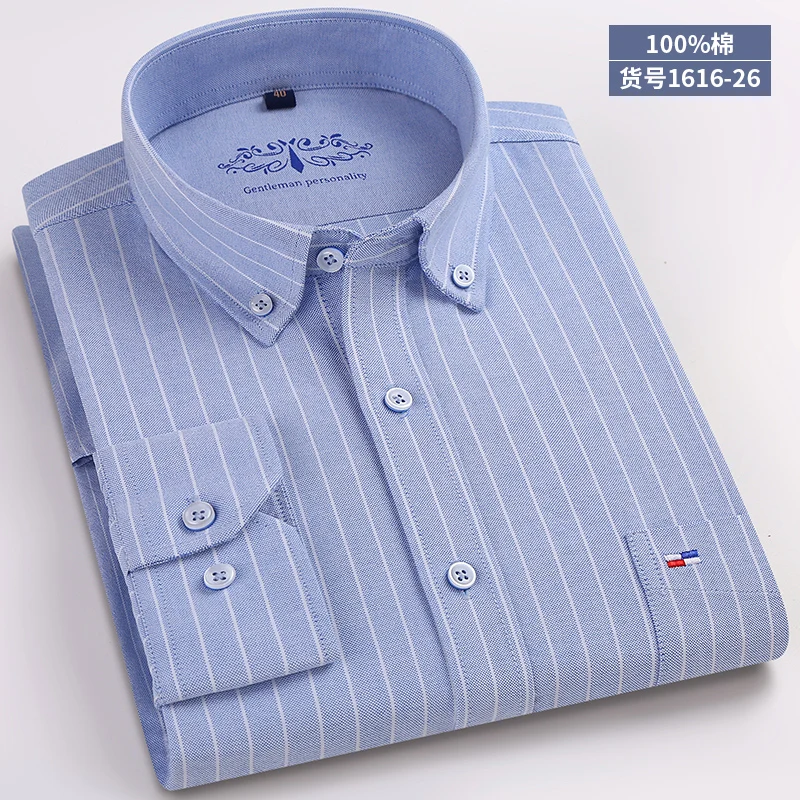 Men Shirt 26 Высококачественная Новая мужская рубашка с длинным рукавом из хлопка, Повседневная белая синяя приталенная рубашка Camisa, деловая классическая мужская одежда - Цвет: Men Shirt 26