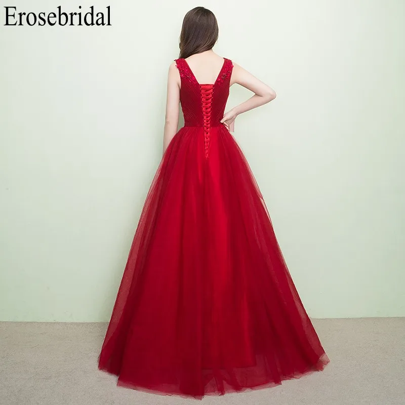 Erosebridal Красное Длинное Элегантное вечернее платье вечерние платья с v образным