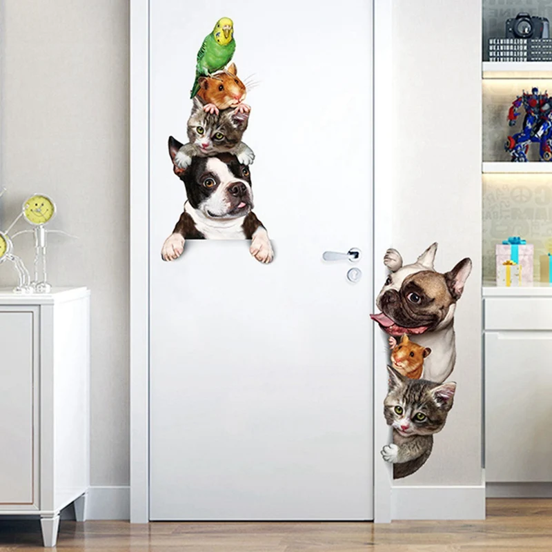 Симпатичные Забавные игрушки попугай кошка французский наклейка с бульдогом