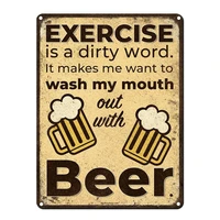 exercise is a dirty word 9 x 12 inch metal sign funny beer signs for man cave garage basement home gym brewery bar