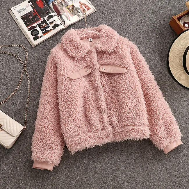 Осень зима 2020 Новое поступление винтажное короткое пальто с искусственным