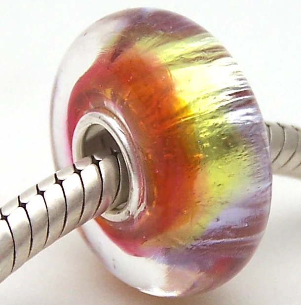 

JG1139 100% S925 Sterling Silver Beads Murano Glass beads Fit European Charms Bracelet charms diy jewelry Lampwork GlassBeads