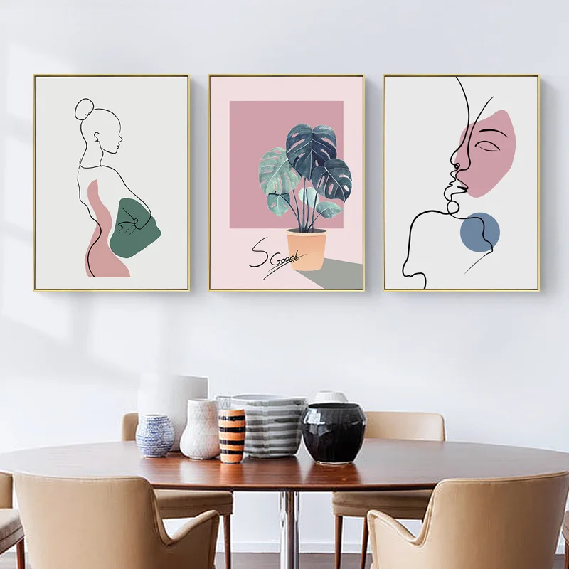 

Niche Style Poster Nordic Mural Combination Sofa Background Wall Living Room Home Decoration Dining Room Frameless Art Paintings