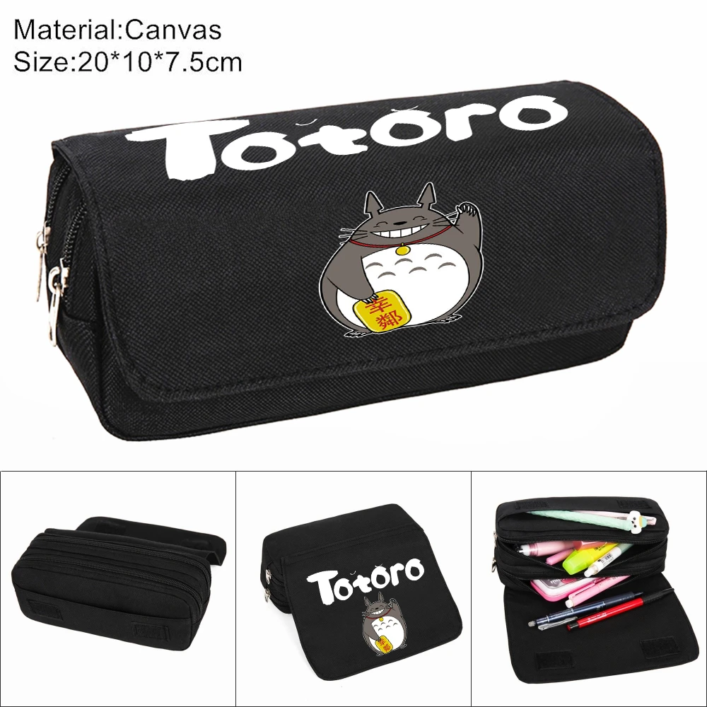 Anime My Neighbor Totoro Pencil Case Zipper Cosmetic Bag Casual Student Penbag Canvas Women Cartoon Makeup Stationery Gift |