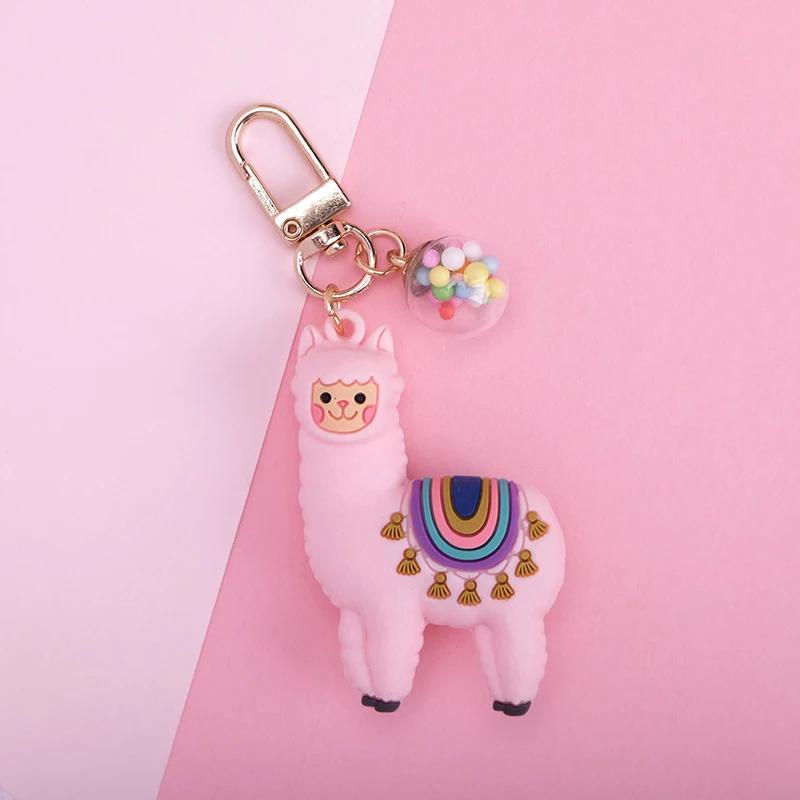 

1PC Korean Cartoon Alpaca Keychain Doll Cute Epoxy Alpaca Keychains Bag Pendant Jewelry Small Gift Women Couple Key Rings