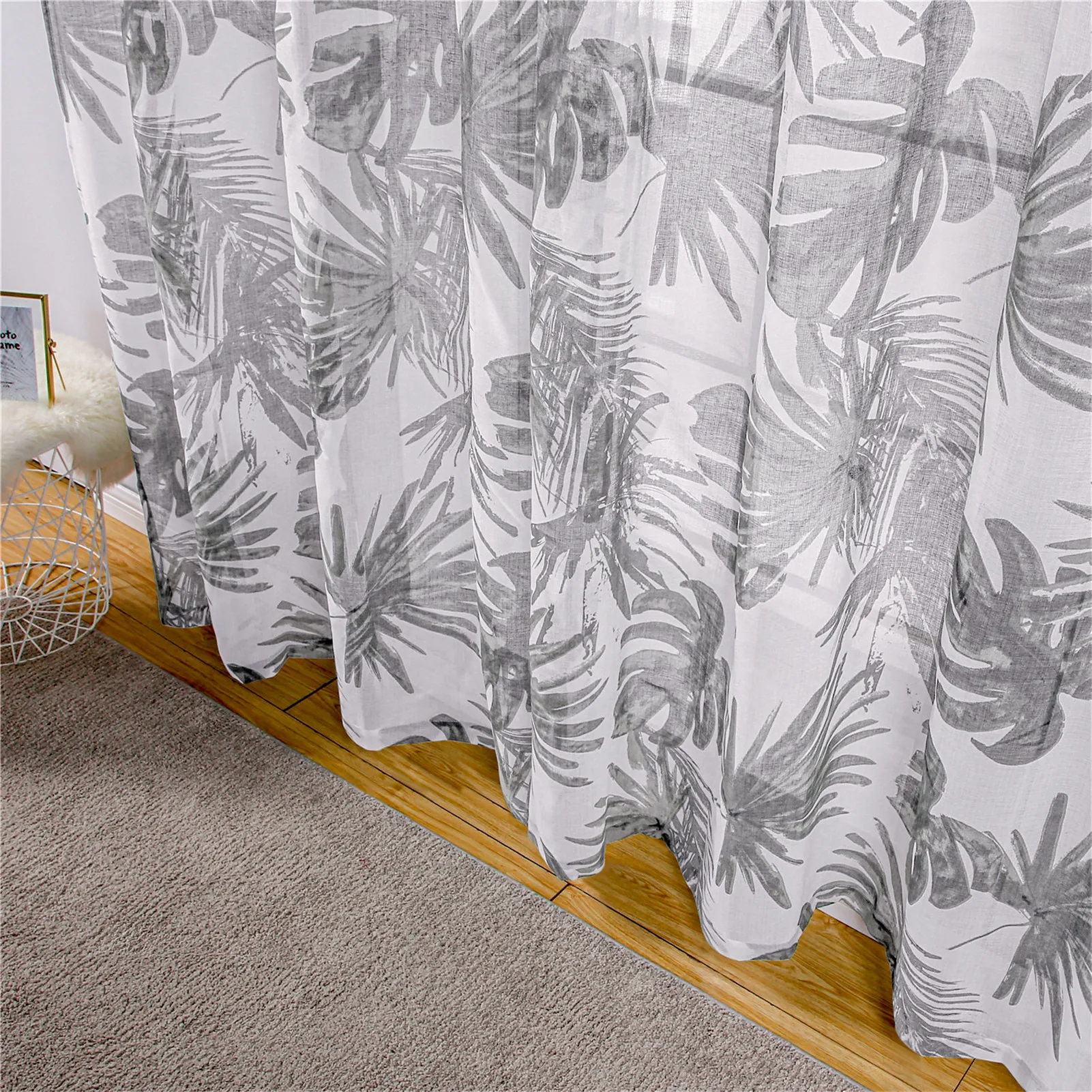 Тюль с зелеными листьями YokiSTG вуаль занавески для гостиной спальни сплошные