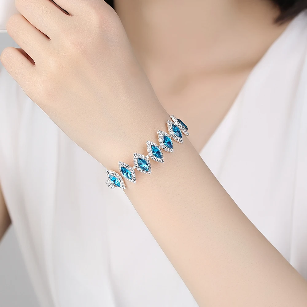 Royal Blue Horse Eye Cubic Zirconia Women's Bracelet Lady Luxury Fashion Engagement Jewelry | Украшения и аксессуары