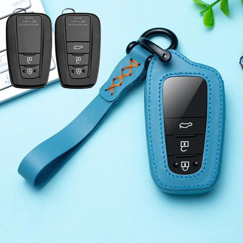 Новый цветной кожаный дистанционный автомобильный брелок для ключей чехол Toyota