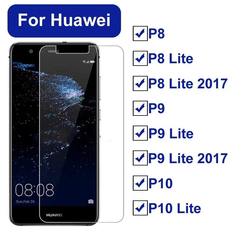 2 шт./лот протектор экрана из закаленного стекла для Huawei P10 P9 Lite P8 свет P8lite 2017