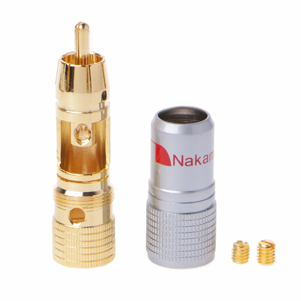 4 шт. позолоченный штекер RCA блокировка не припоя вилки разъем хвостовое