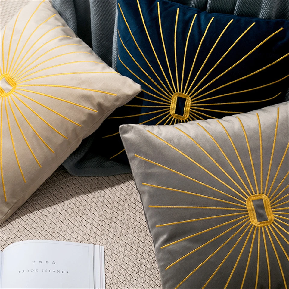 Наволочки из плотного бархата с вышивкой от солнца наволочки для дома