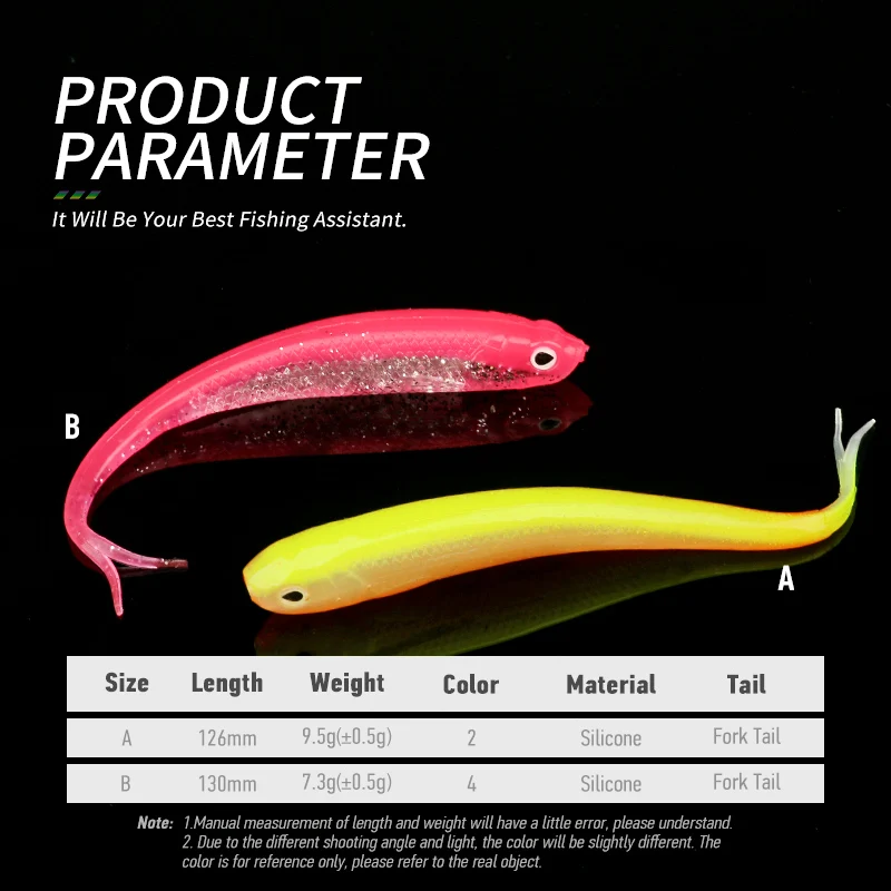 Ardea 3Pcs Silicone Bait 126/130mm 7.3/9.5g Forked fishtail Soft Artificial Lure 3D eyes Fish shape Wobblers Worm Fishing Lures